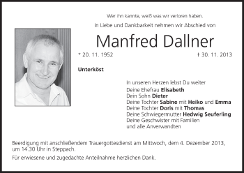 Anzeige von Manfred Dallner von MGO