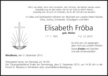 Anzeige von Elisabeth Fröba von MGO