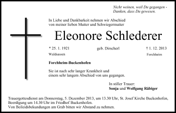 Anzeige von Eleonore Schlederer von MGO