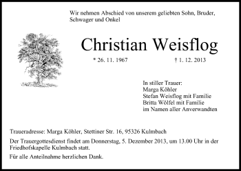 Anzeige von Christian Weisflog von MGO
