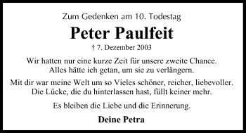 Anzeige von Peter Paulfeit von MGO