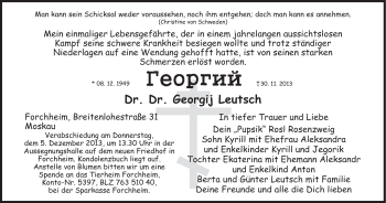 Anzeige von Georgij Leutsch von MGO
