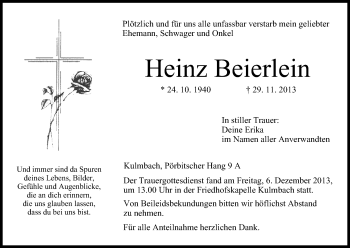 Anzeige von Heinz Beierlein von MGO