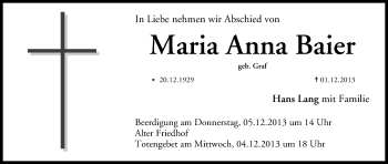 Anzeige von Maria Anna Baier von MGO