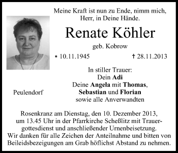 Anzeige von Renate Köhler von MGO