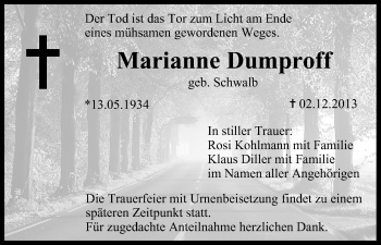 Anzeige von Marianne Dumproff von MGO