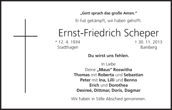 Anzeige von Ernst-Friedrich Scheper von MGO