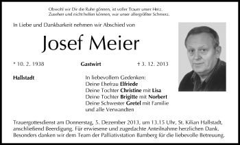 Anzeige von Josef Meier von MGO