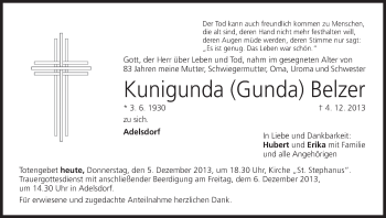 Anzeige von Kunigunda Belzer von MGO