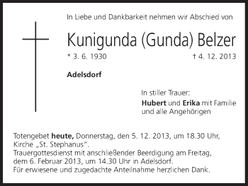 Anzeige von Kunigunda Belzer von MGO