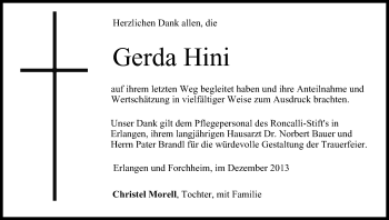 Anzeige von Gerda Hini von MGO