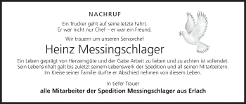 Anzeige von Heinz Messingschlager von MGO