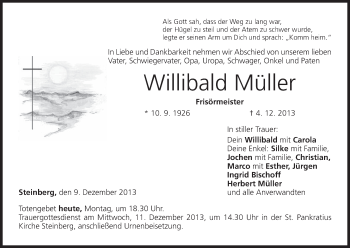 Anzeige von Willibald Müller von MGO