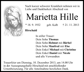 Anzeige von Marietta Hille von MGO