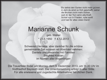 Anzeige von Marianne Schunk von MGO