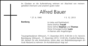 Anzeige von Alfred Bauer von MGO