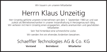 Anzeige von Klaus Unzeitig von MGO