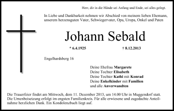 Anzeige von Johann Sebald von MGO
