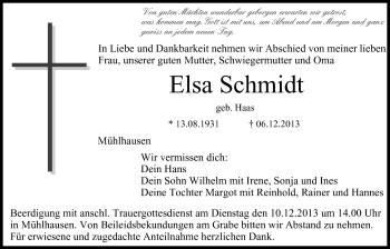 Anzeige von Elsa Schmidt von MGO