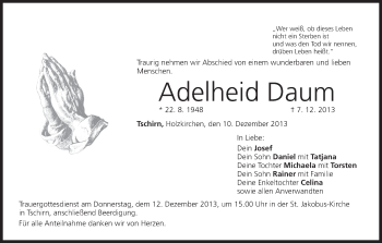 Anzeige von Adelheid Daum von MGO