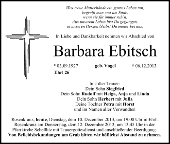 Anzeige von Barbara Ebitsch von MGO