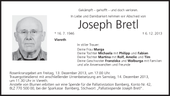 Anzeige von Joseph Bretl von MGO