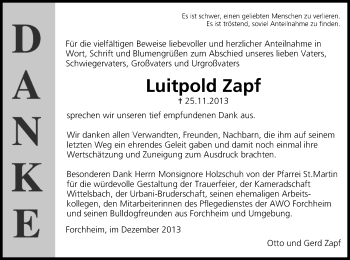Anzeige von Luitpold Zapf von MGO