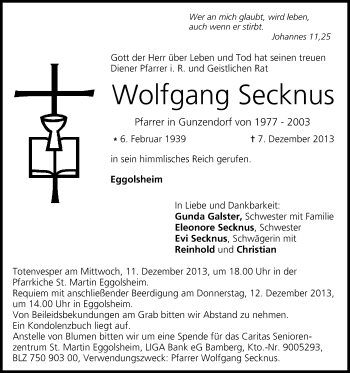 Anzeige von Wolfgang Secknus von MGO