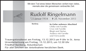 Anzeige von Rudolf Ringelmann von MGO