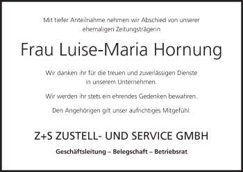 Anzeige von Luise-Maria Hornung von MGO