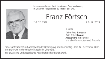 Anzeige von Franz Förtsch von MGO
