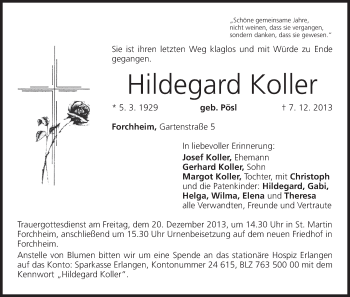 Anzeige von Hildegard Koller von MGO