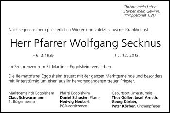 Anzeige von Wolfgang Secknus von MGO