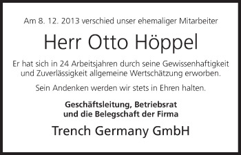 Anzeige von Otto Höppel von MGO