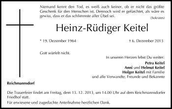 Anzeige von Heinz-Rüdiger Keitel von MGO