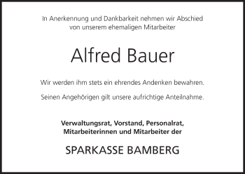Anzeige von Alfred Bauer von MGO