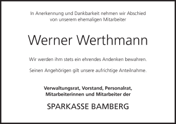 Anzeige von Werner Werthmann von MGO