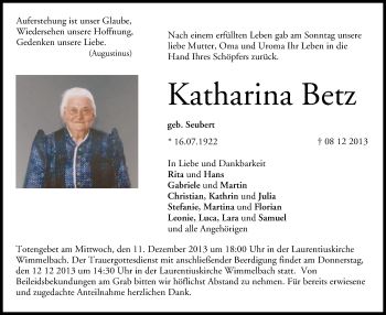 Anzeige von Katharina Betz von MGO