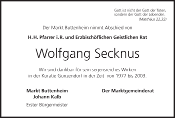 Anzeige von Wolfgang Secknus von MGO