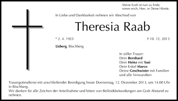 Anzeige von Theresia Raab von MGO