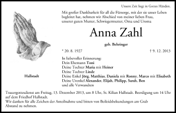 Anzeige von Anna Zahl von MGO