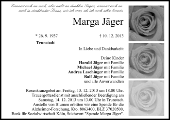 Anzeige von Marga Jäger von MGO