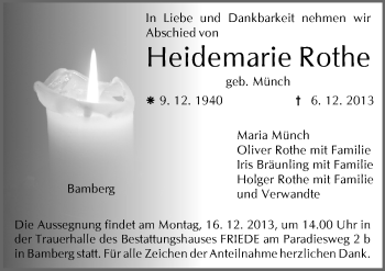 Anzeige von Heidemarie Rothe von MGO