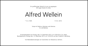 Anzeige von Alfred Wellein von MGO