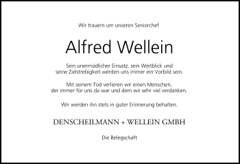 Anzeige von Alfred Wellein von MGO
