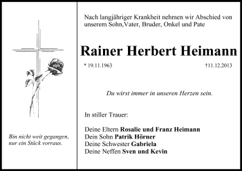 Anzeige von Rainer Herbert Heimann von MGO