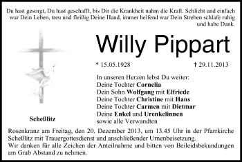 Anzeige von Willy Pippart von MGO