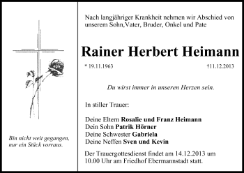 Anzeige von Rainer Herbert Heimann von MGO