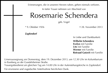 Anzeige von Rosemarie Schendera von MGO