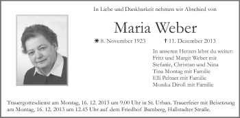 Anzeige von Maria Weber von MGO